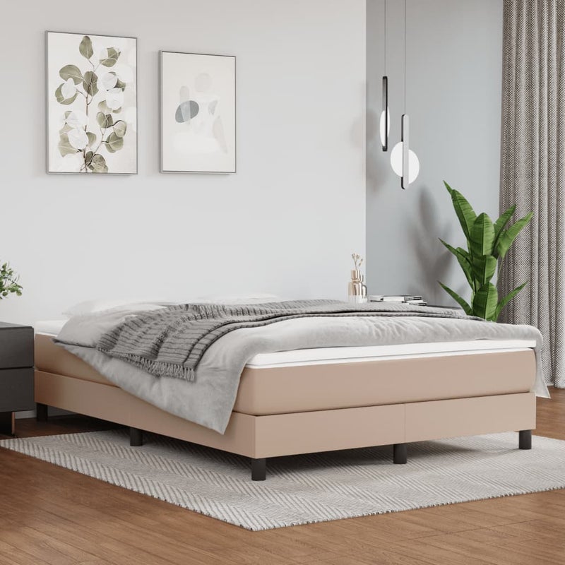 Łóżko tapicerowane rama łóżka ze stelażem brąz skóra sztuczna 140x200 cm
