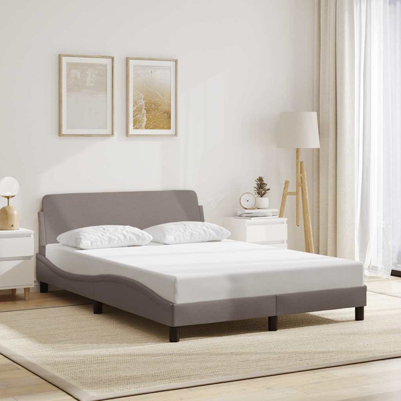 Łóżko Tapicerowane Taupe Tkanina Rama Łóżka Ze Stelażem 120x200 cm