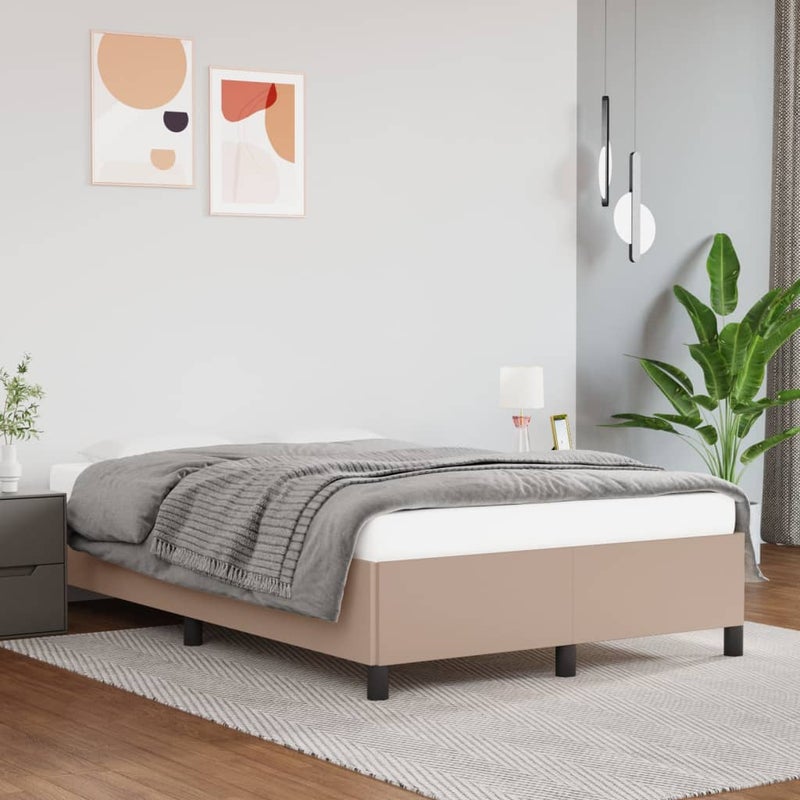 Łóżko tapicerowane rama łóżka ze stelażem brąz skóra sztuczna 120x200 cm
