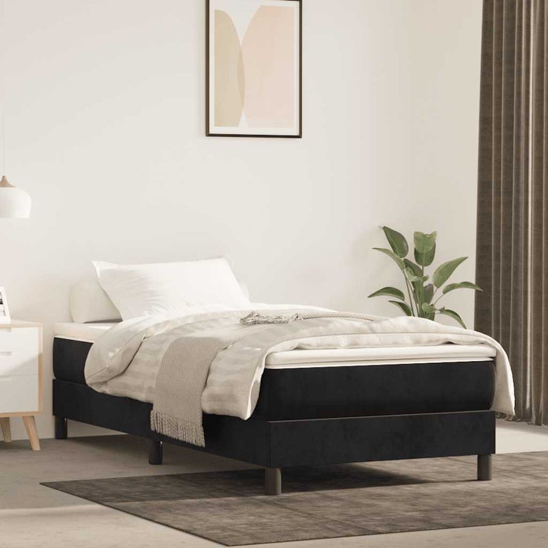 Łóżko tapicerowane rama łóżka ze stelażem czarne aksamitne 80 x 200 cm