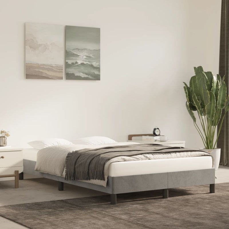 Łóżko tapicerowane rama łóżka ze stelażem szare aksamitne 120x200 cm