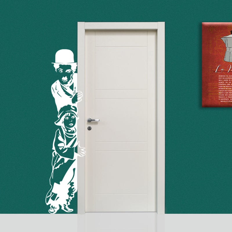 Charlie Chaplin - Naklejka ścienna winylowa 45x185 cm - kolor BIAŁY