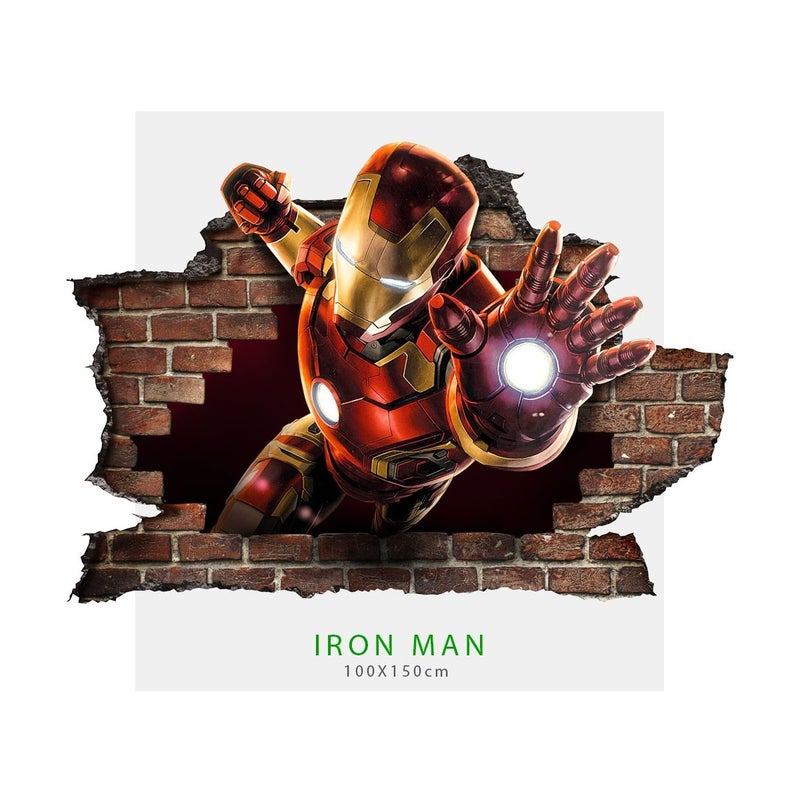 IRONMAN - Naklejka ścienna 3D do pokoju dziecięcego - Naklejka ścienna do pokoju dziecięcego o wymiarach 145x100 cm.