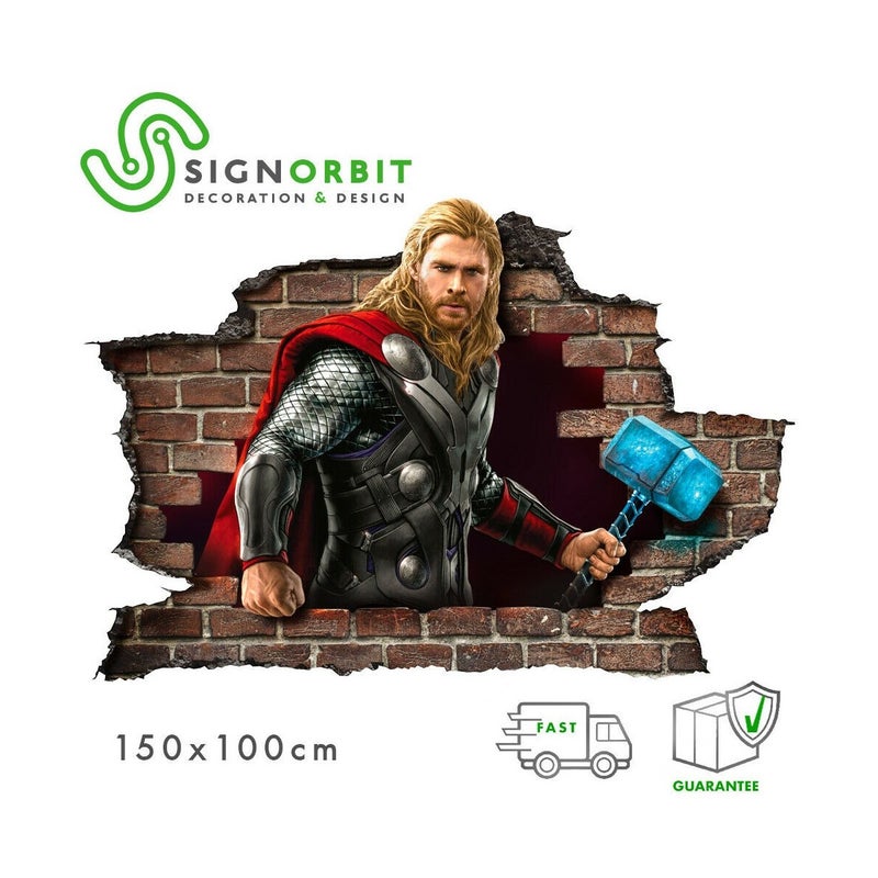 THOR - Naklejka ścienna 3D - Naklejka ścienna do pokoju dziecięcego o wymiarach 145x100 cm.