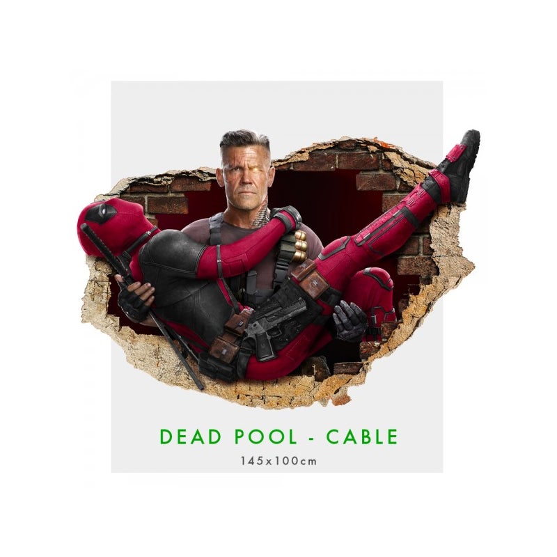 DEADPOOL I CABLE - Naklejka ścienna 3D - Naklejka ścienna do pokoju dziecięcego o wymiarach 145x100 cm.