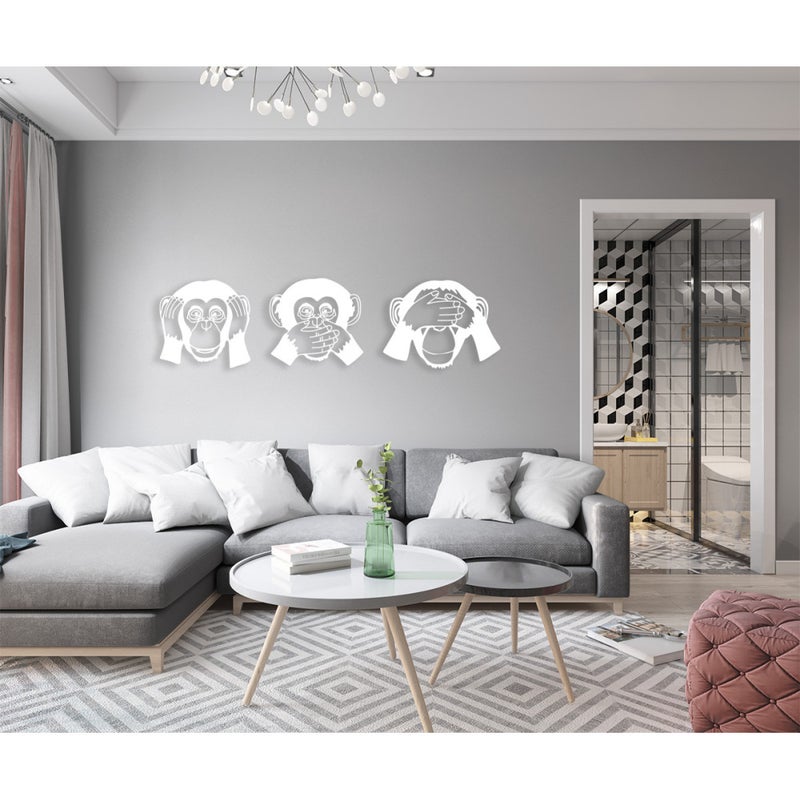 MAŁPKA - Naklejka ścienna winylowa 40x150 cm - kolor BIAŁY