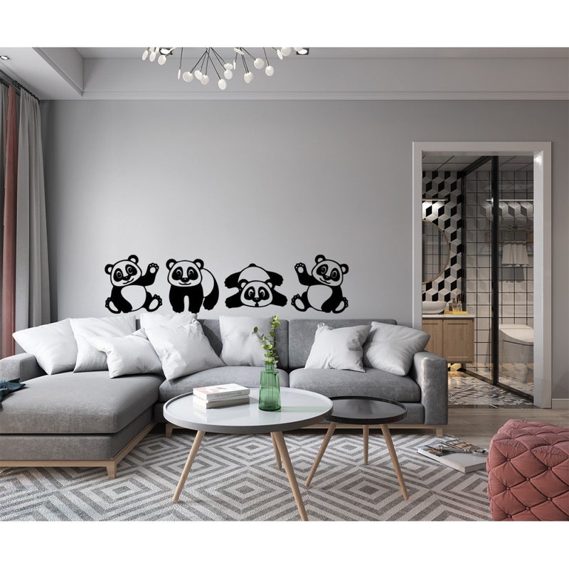 PANDA - Naklejka ścienna winylowa 30x125 cm - kolor CZARNY