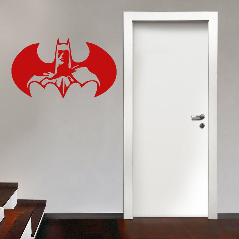 BATMAN - Naklejka ścienna winylowa 55x95 cm - kolor czerwony