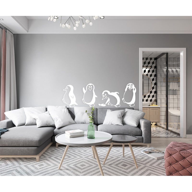 PINGWINS - Naklejka ścienna winylowa 40x125 cm - kolor BIAŁY