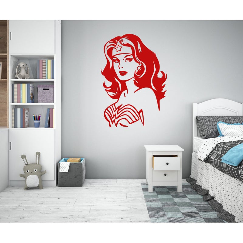 WONDER WOMAN - Naklejka ścienna winylowa 55x80 cm - kolor czerwony