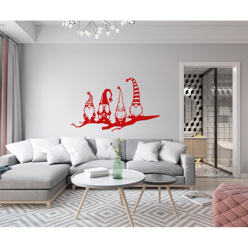 GNOMY - Naklejka ścienna winylowa 55x100 cm - kolor czerwony