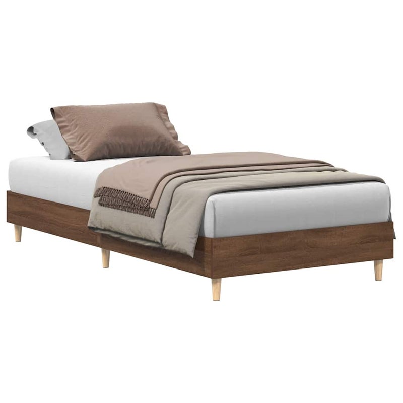 Łóżko Brązowe Rama Łóżka Ze Stelażem Do Sypialni Pokoju 100x200 cm
