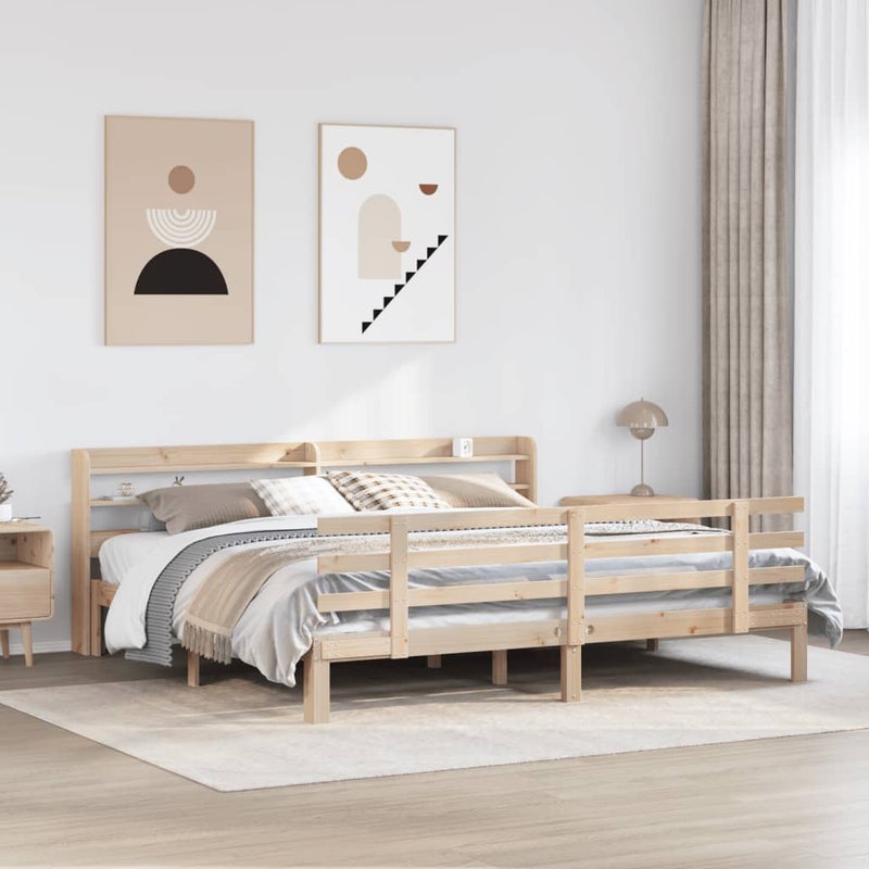 Łóżko Drewniane Brązowe Rama Łóżka Ze Stelażem Sypialnia Pokój 180x200 cm