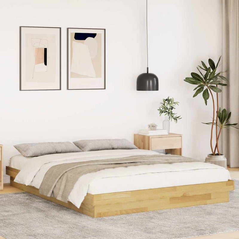 Łóżko Drewniane Brązowe Rama Łóżka Ze Stelażem Sypialnia Pokój 150x200 cm