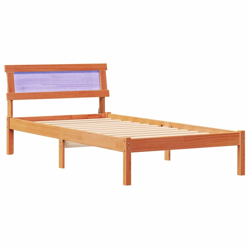 Łóżko Drewniane Brązowe Rama Łóżka Ze Stelażem Sypialnia Pokój 90 x 200 cm