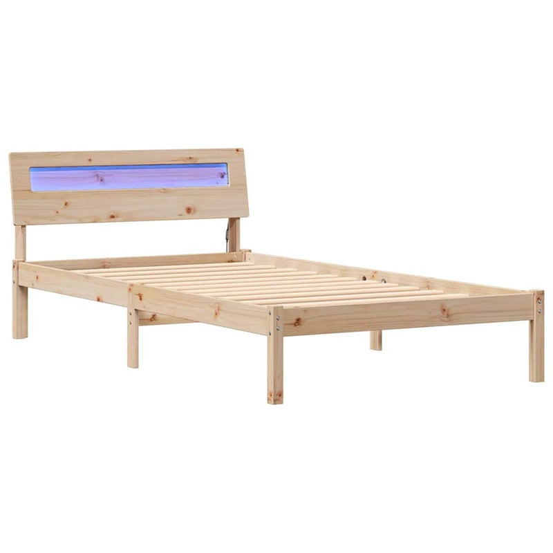 Łóżko Drewniane Brązowe Rama Łóżka Ze Stelażem Sypialnia Pokój 75 x 190 cm