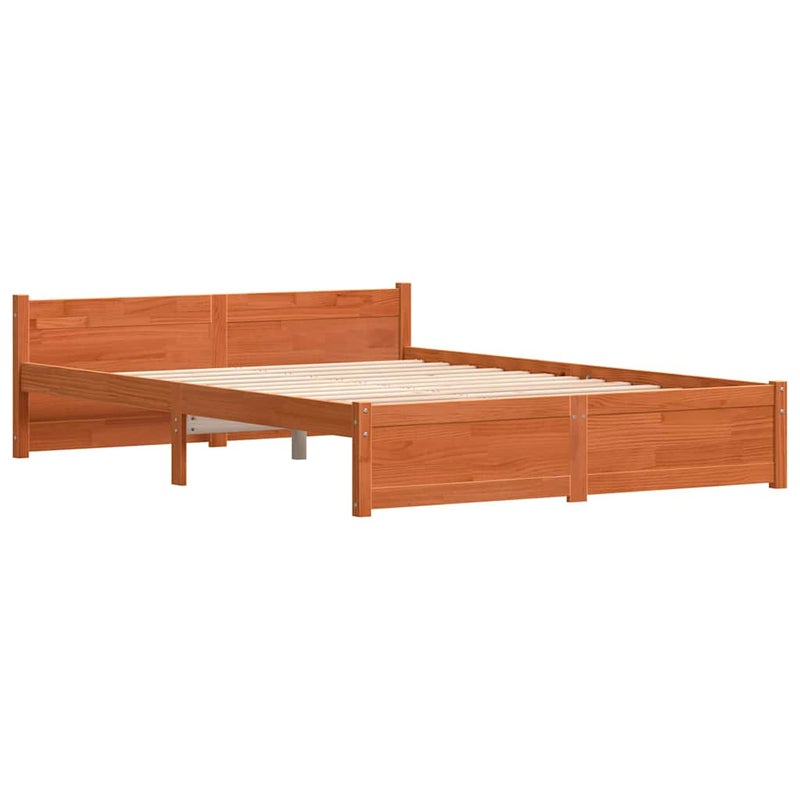 Łóżko Drewniane Brązowe Rama Łóżka Ze Stelażem Sypialnia Pokój 140 x 200 cm