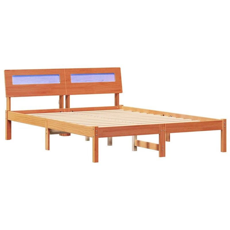 Łóżko Drewniane Brązowe Rama Łóżka Ze Stelażem Sypialnia Pokój 135 x 190 cm