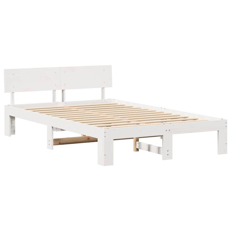 Łóżko Drewniane Białe Rama Łóżka Ze Stelażem Drewniana Łóżko Do Sypialni Pokoju 120 x 200 cm