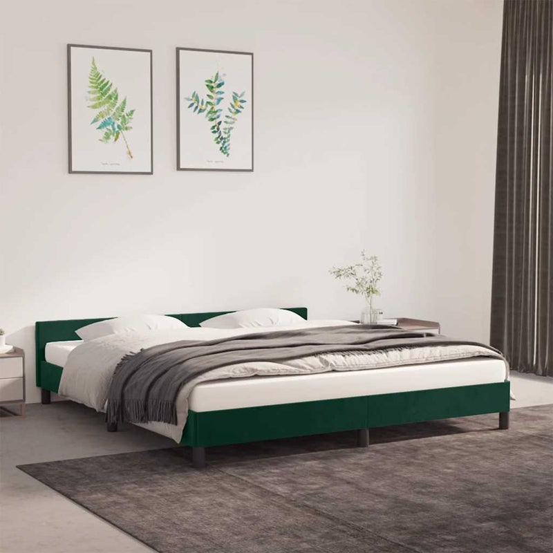 Łóżko tapicerowane rama łóżka ze stelażem zielone aksamitne 160x200 cm