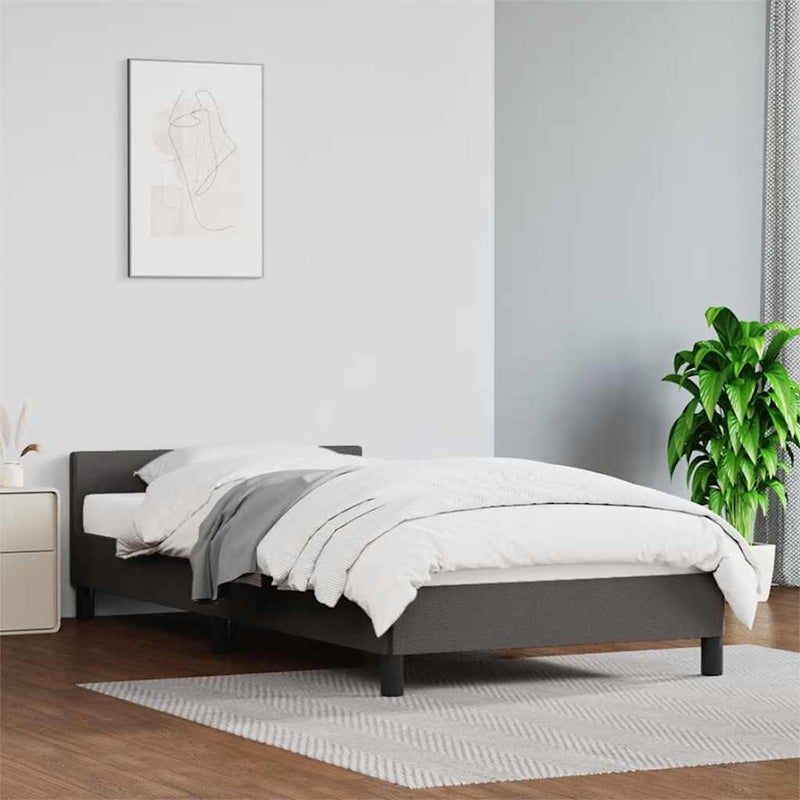 Łóżko Tapicerowane Szare Rama Łóżka Ze Stelażem Szara 100x200 cm