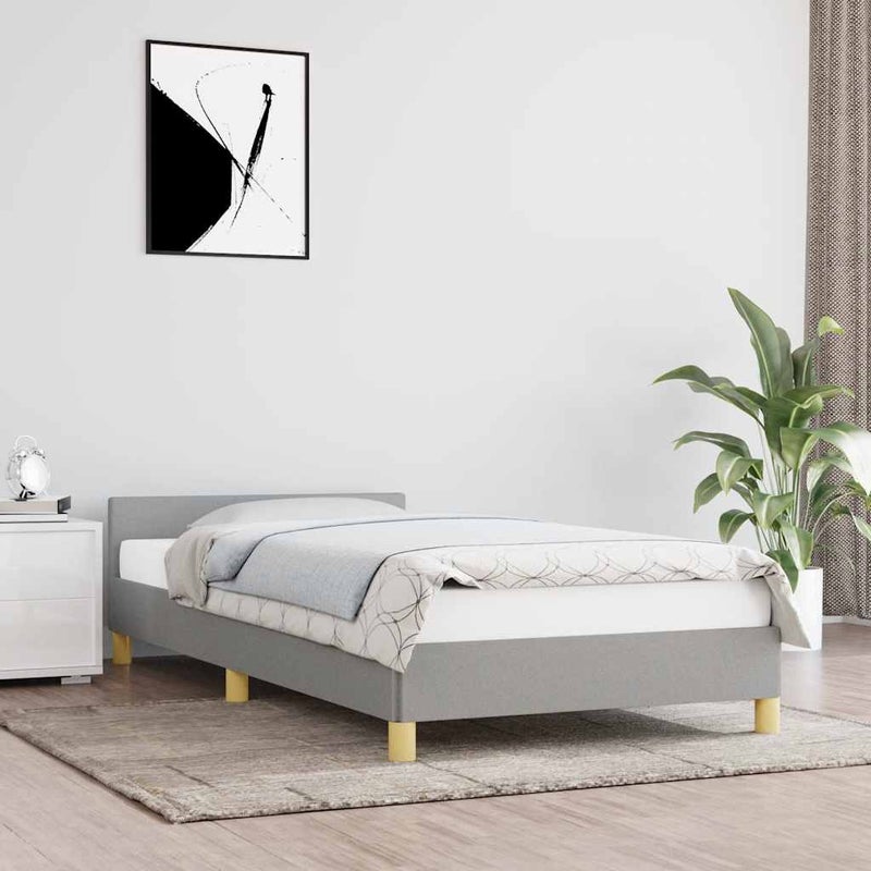 Łóżko tapicerowane rama łóżka ze stelażem szara do sypialni 90x200 cm