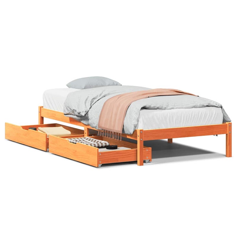 Łóżko Drewniane Rama Łóżka Sofa Brązowe Do Sypialni Pokoju 100x200 cm