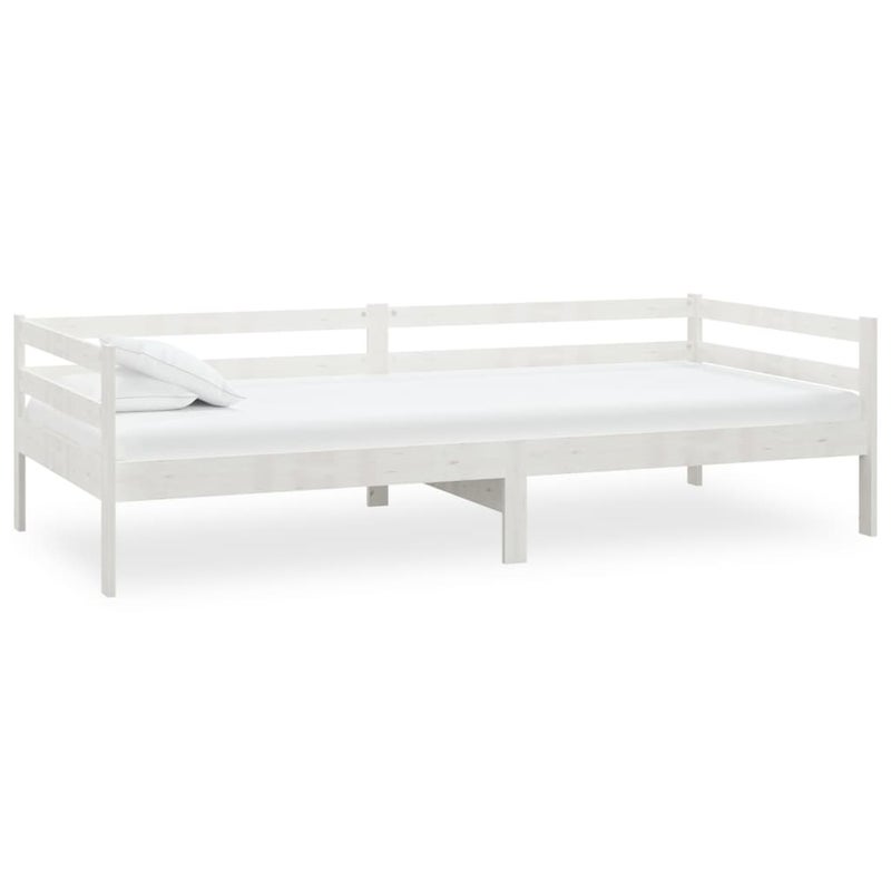 Łóżko Dzienne Białe Drewniane Rama Łóżka Drewniana Ze Stelażem Do Sypialni Pokoju 90x200 cm