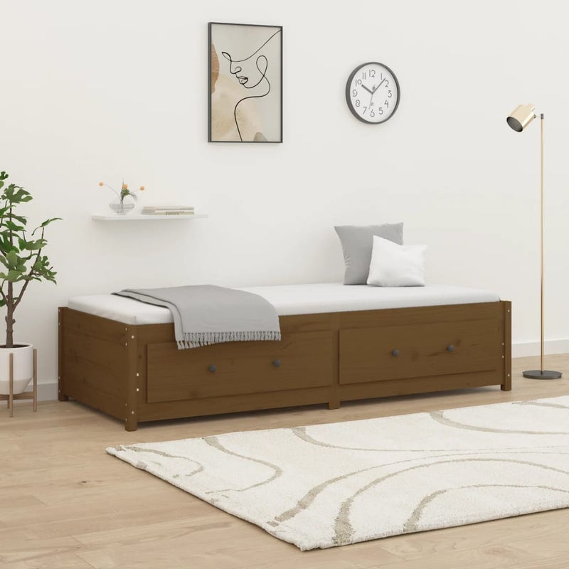 Łóżko Dzienne Drewniane Brązowe Rama Łóżka Ze Stelażem Sofa 80x200 cm