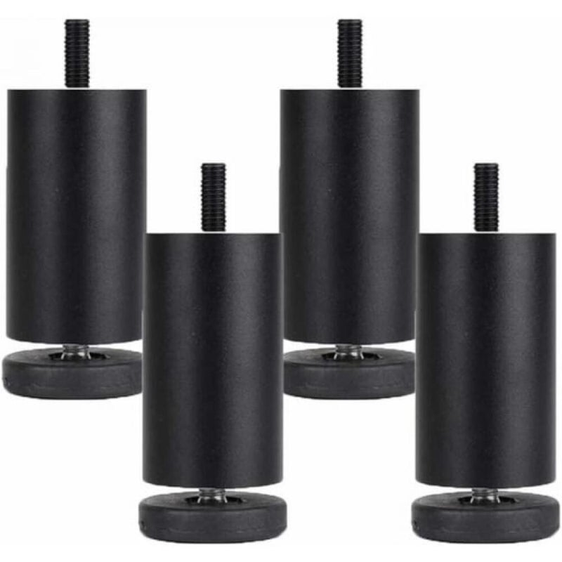 4 regulowane nóżki do szafek, regulowane nóżki do stołu, wymienne nóżki do sofy, łóżka, krzesła, czarne - 10 cm