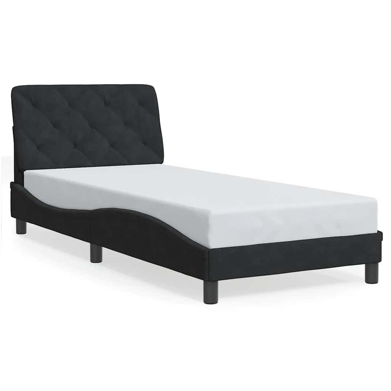 Łóżko tapicerowane rama łóżka ze stelażem czarne aksamitne 80x200 cm