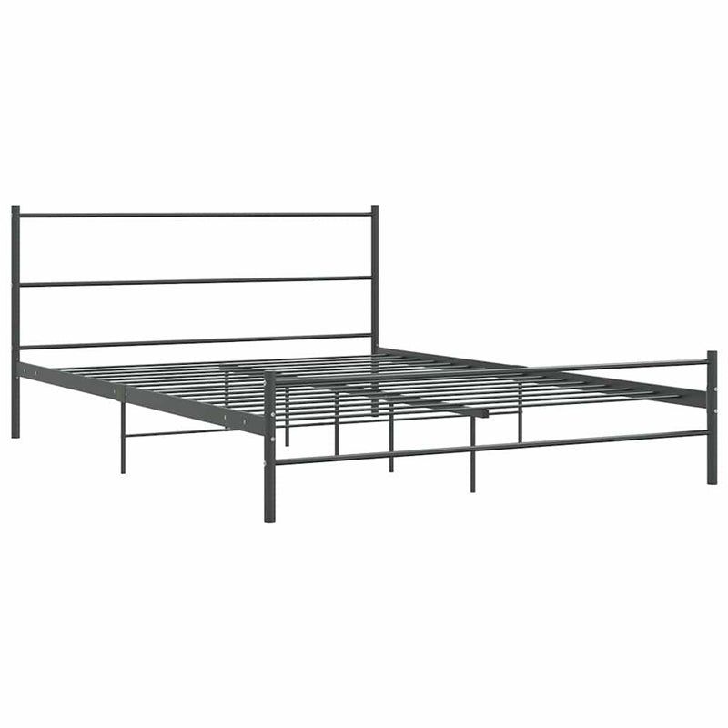 Łóżko Metalowe Szare Rama Łóżka Ze Stelażem Do Pokoju Sypialni 140 x 200 cm