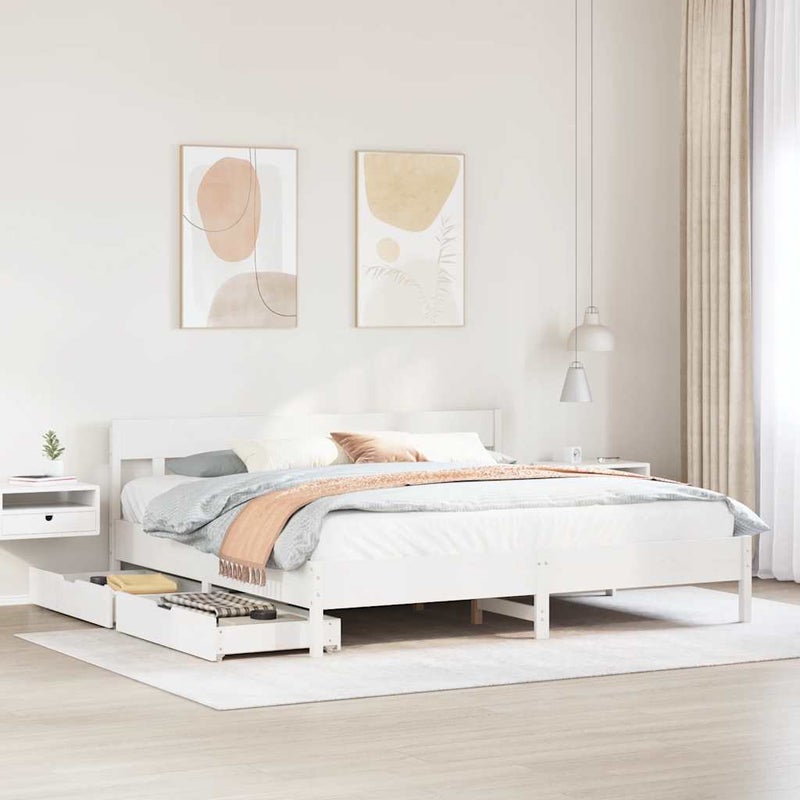 Łóżko Drewniane Rama Łóżka Sofa Biała Do Sypialni Pokoju 180x200 cm