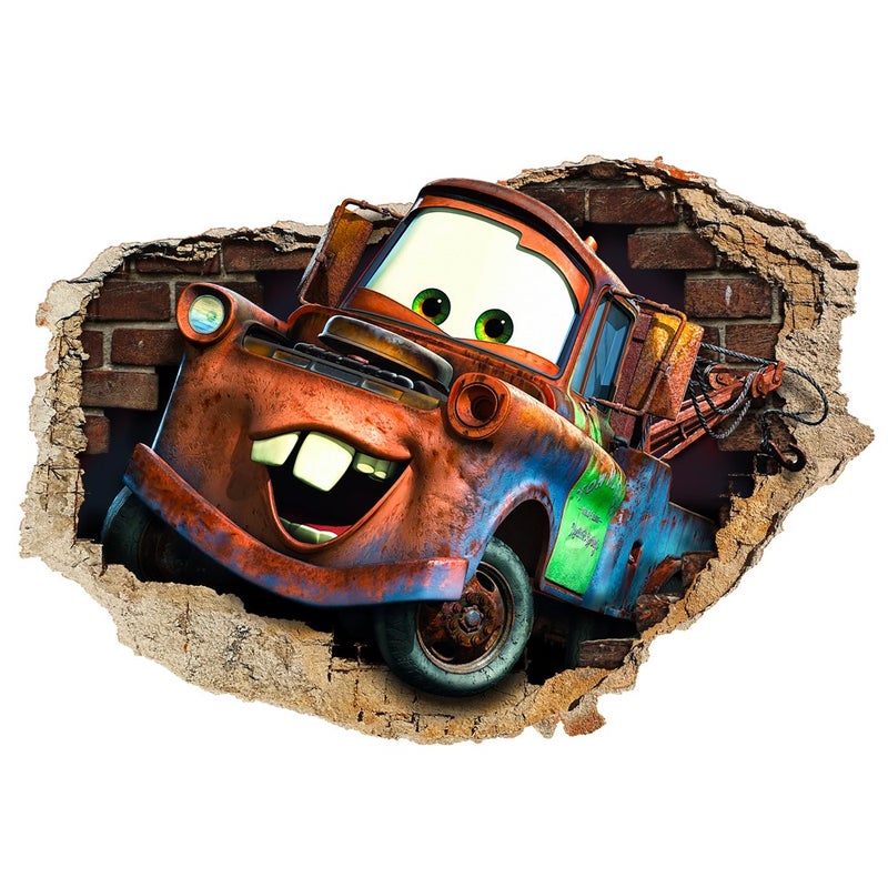 CARS CARL TOYS - Naklejka ścienna 3D z grafiką na ścianę - Naklejka ścienna do pokoju dziecięcego o wymiarach 145x100 cm.