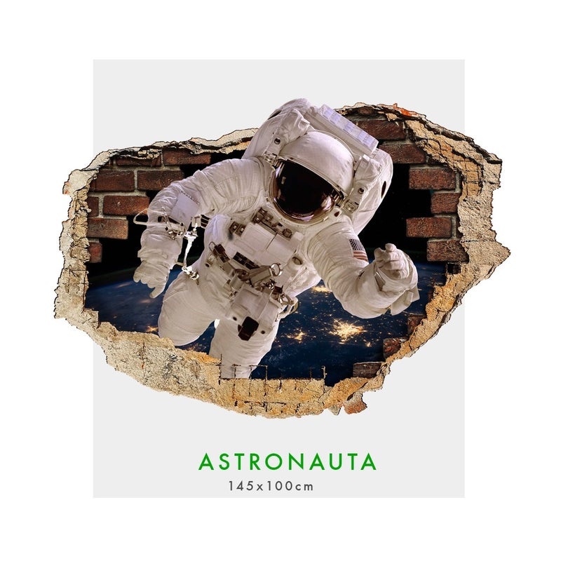 ASTRONAUTA - Naklejka ścienna 3D - Naklejka ścienna do pokoju dziecięcego o wymiarach 145x100 cm.