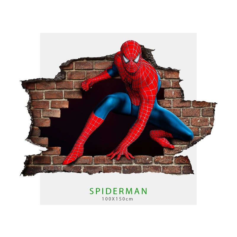 SPIDERMAN - Naklejka ścienna 3D - Naklejka ścienna do pokoju dziecięcego o wymiarach 145x100 cm.