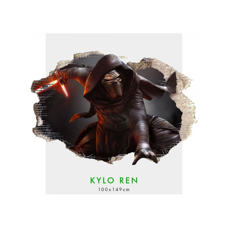 KYLO REN - Naklejka ścienna 3D - Naklejka ścienna do pokoju dziecięcego o wymiarach 145x100 cm.