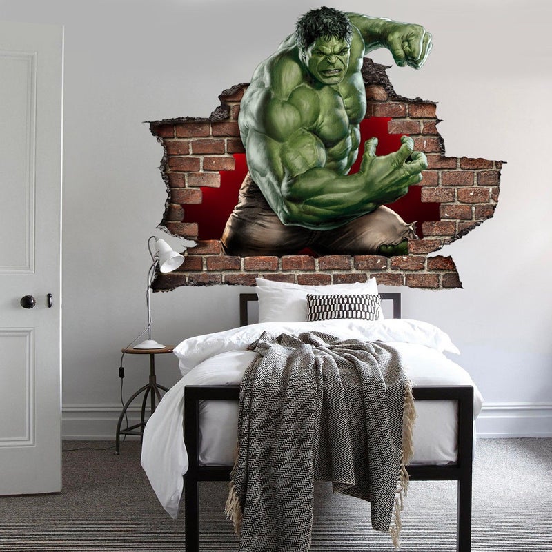 Niesamowity Hulk - Naklejka ścienna 3D - Naklejka ścienna do pokoju dziecięcego o wymiarach 145x100 cm.