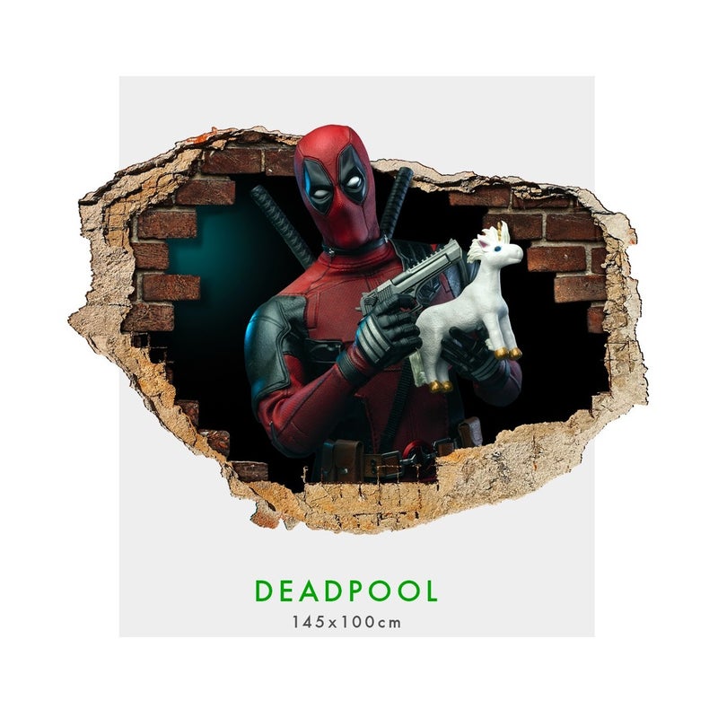 DEADPOOL - Naklejka ścienna 3D - Naklejka ścienna do pokoju dziecięcego o wymiarach 145x100 cm.