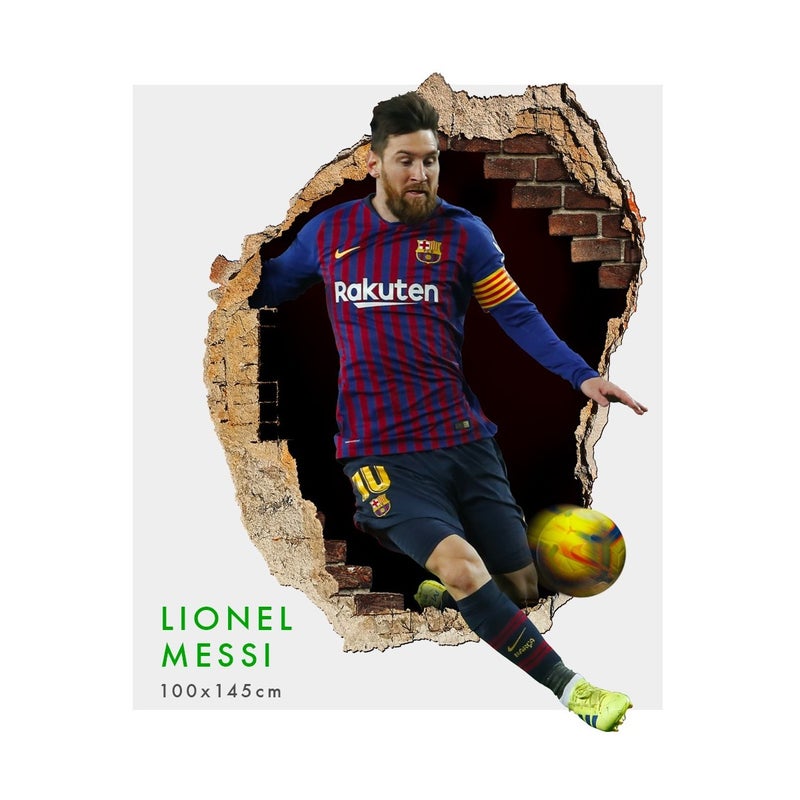 LIONEL MESSI - Naklejka ścienna 3D - Naklejka ścienna do pokoju dziecięcego o wymiarach 145x100 cm.