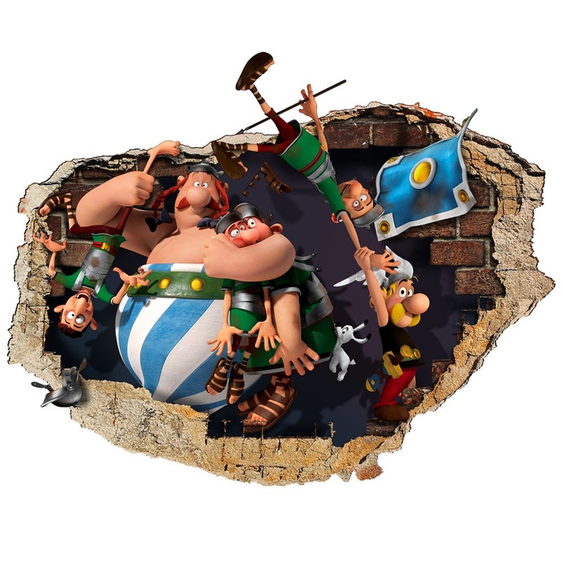 ASTERIX I OBELIX - Naklejka ścienna 3D - Naklejka ścienna do pokoju dziecięcego o wymiarach 145x100 cm.