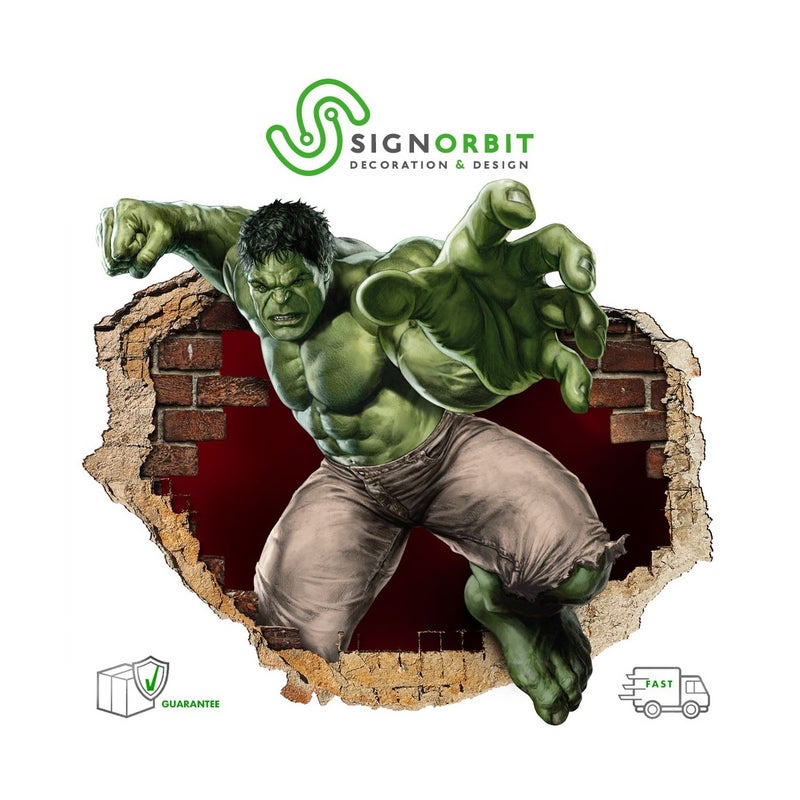 Niesamowity Hulk 2019 - Naklejka ścienna 3D do pokoju dziecięcego o wymiarach 145x100 cm.