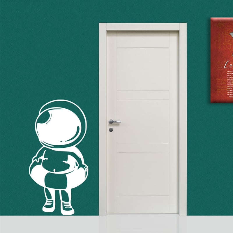 MAŁY ASTRONAUTA - Naklejka ścienna winylowa 55x108 cm - kolor BIAŁY