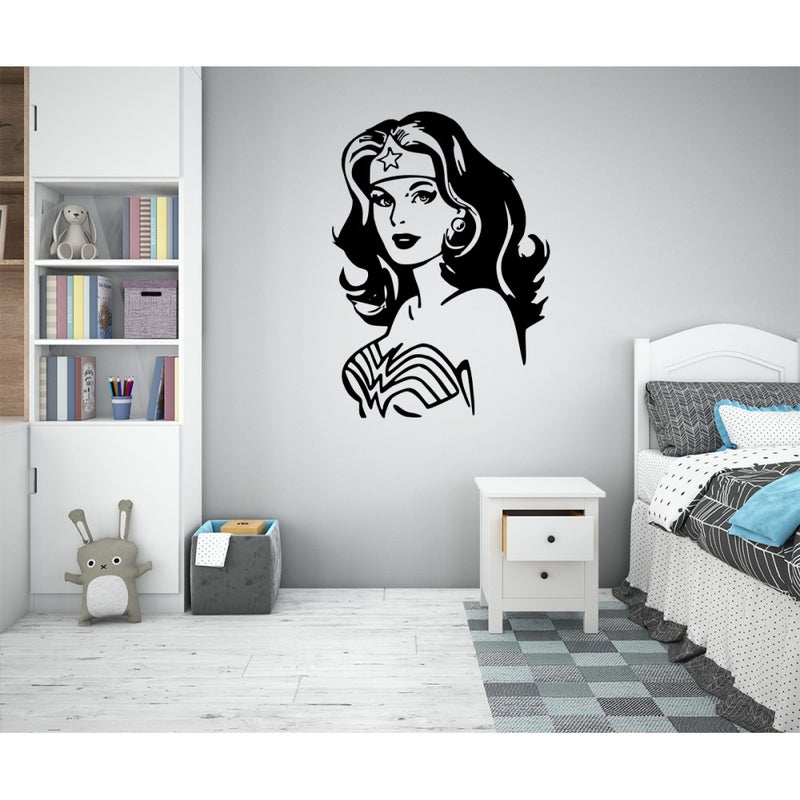 WONDER WOMAN - Naklejka ścienna winylowa 55x80 cm - kolor CZARNY