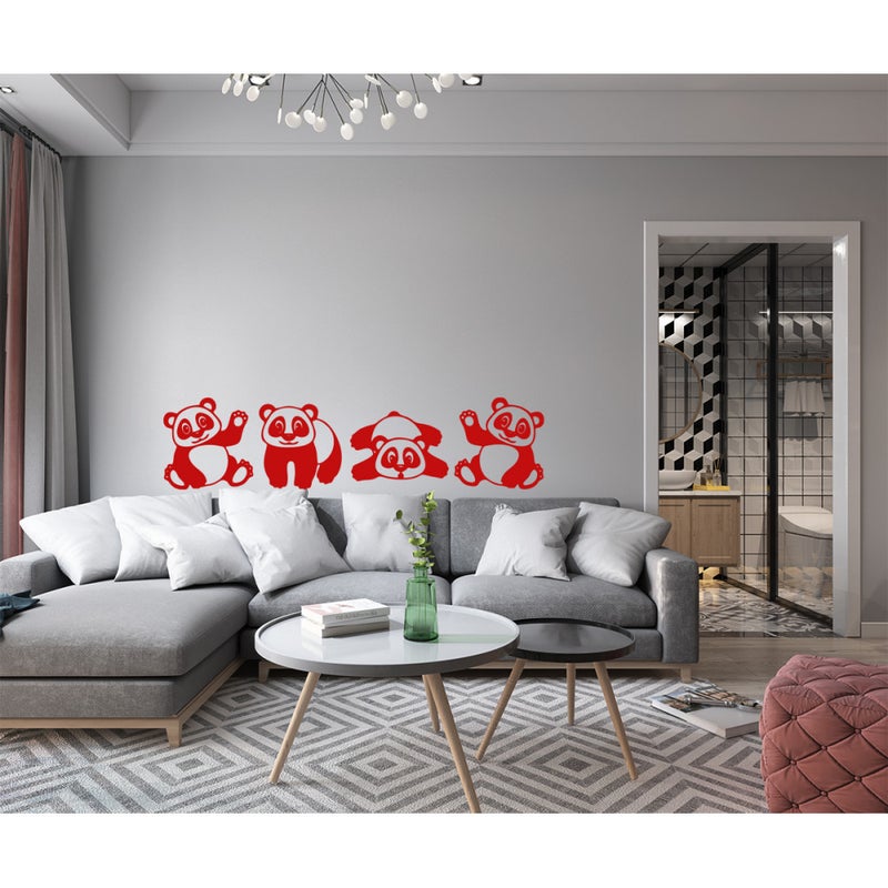 PANDA - Naklejka ścienna winylowa 30x125 cm - kolor czerwony