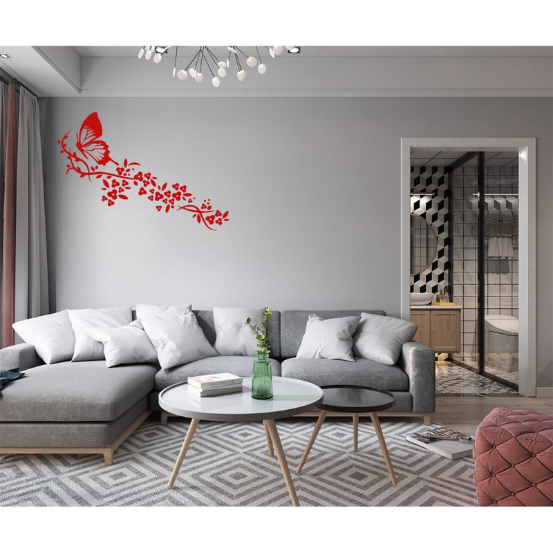 MOTYL - Naklejka ścienna winylowa 55x135 cm - kolor czerwony