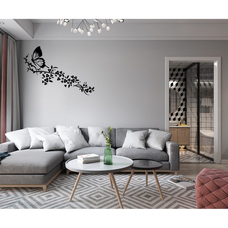 MOTYL - Naklejka ścienna winylowa 55x135 cm - kolor CZARNY