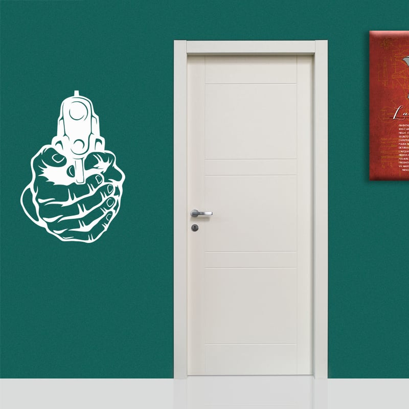 PISTOL - Naklejka ścienna winylowa 55x80 cm - kolor BIAŁY