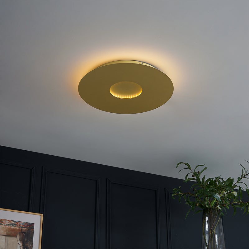 Nowoczesna lampa sufitowa złota 40 cm z LED z 3-stopniową regulacją ściemniania - Morning