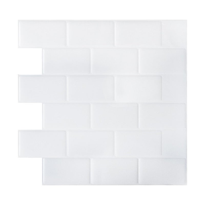 Samoprzylepna tapeta w białe płytki, naklejka ścienna w stylu mozaiki 30 x 30 cm, wodoodporna folia dekoracyjna do płytek ściennych
